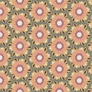 Hexagon Floral Honey Tiles