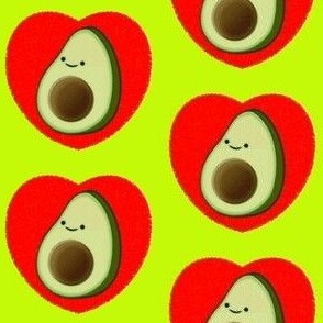 Avocado in Red Heart Pattern