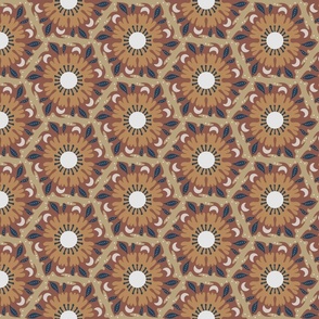 Hexagon Floral Rust Tiles