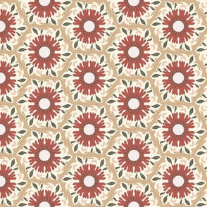 Hexagon Floral Linen Tiles