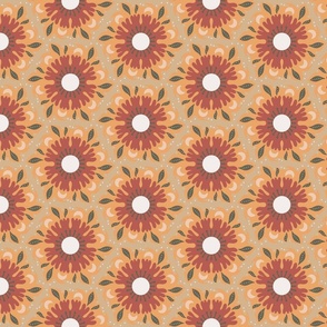 Hexagon Floral Soft Orange Tiles