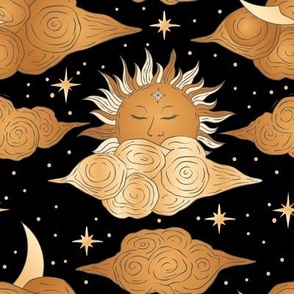 Sun & Moon Golden Celestial Magic Print