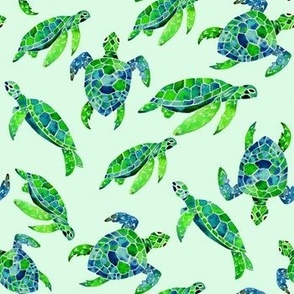 sea turtles light green background
