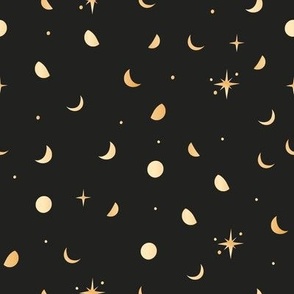 Golden Starry Moon Night