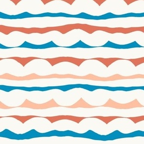 Surf Stripe for Summer, Turquoise and Coral and Peach