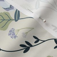 Tulip Tree Flower Pattern Simple in beige and green