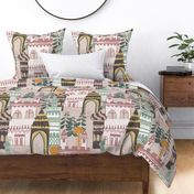 Block print Home pattern earthy colors - L