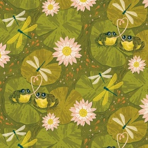 Frog Lovers in a Lilypad Scene