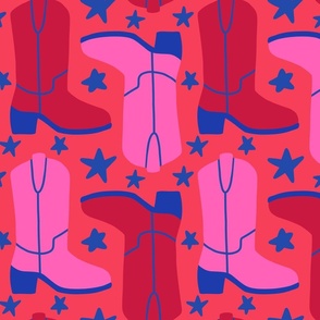 Cowboy Boots Pattern (pink/red/blue)