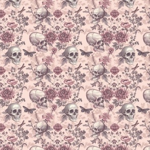 Pastel pink skulls and flowers