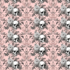 Skulls on pink brocade