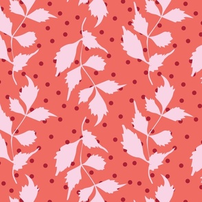 (L) Leaves and Confetti in Poppy and Pink