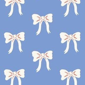 Coquette bows in cream and pink on blue/ medium /  for cute girls dresses and accessories