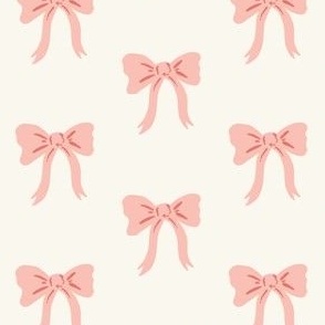 Coquette bows in pink and red on cream / medium/  for cute girls dresses and accessories
