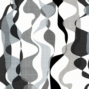 Modern Retro Wavy Stripes in Black White and Grey