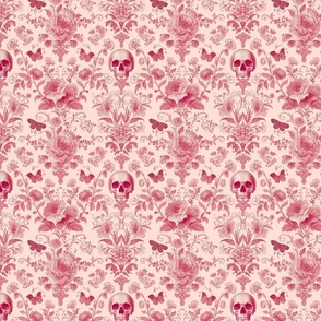 Skulls and Flowers in Dusty Rose