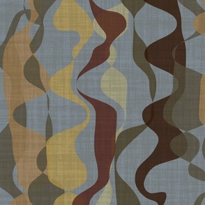 Modern Retro Wavy Stripes in Brown Gold and Grey