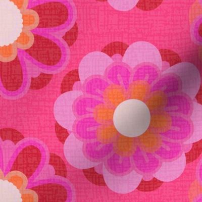 Retro Summer Flower on Pink background - Pinks