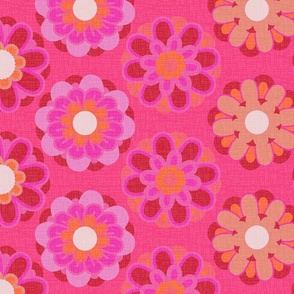 Retro Summer Flower on Pink background - Pinks