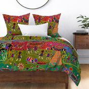 Shaman Tribal Spirit Dreams - Design 16448578 - 56x44 - Red Yellow Blue Pink