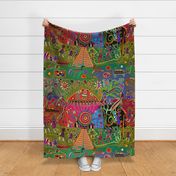 Shaman Tribal Spirit Dreams - Design 16448578 - 56x44 - Red Yellow Blue Pink