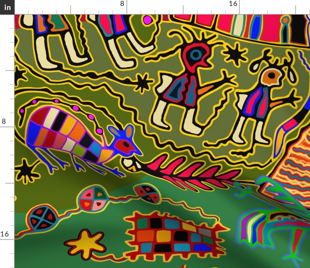 Shaman Tribal Spirit Dreams - Design 16448578 - 56x44 - Red Yellow Blue Pink