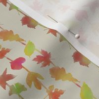 Watercolor fall leaves beige background