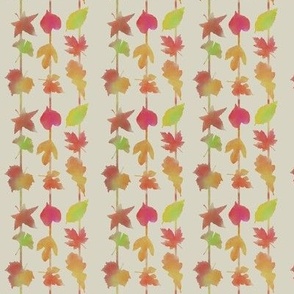 Watercolor fall leaves beige background