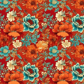 Fiesta Florals - Vivid Botanical Illustration Fabric Design