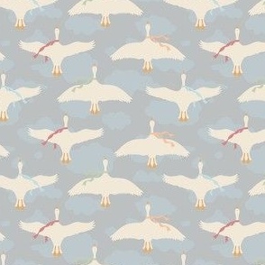Flying White Geese in Clouds with Scarves Light (SMALL)