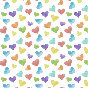 Medium Scattered Rainbow Watercolor Rainbow Hearts