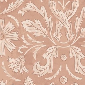 French country Florals and Leaves in Blush Peach and alabaster off white_12x12