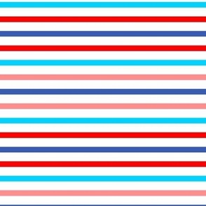 Fourth July stripe, red, blue, pink. white 