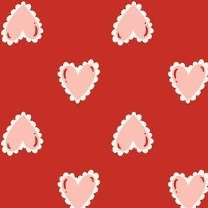 Coquette valentine hearts in red and pink / medium / for dresses and apparel