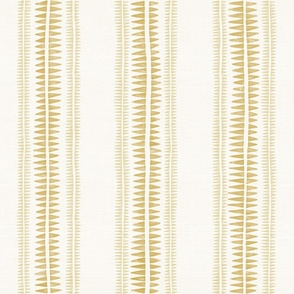Golden mustard yellow fern leaf vertical stripe