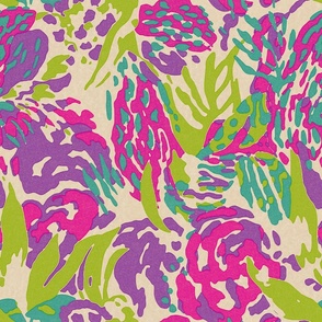 Tropical Summer Lime Teal Hot Pink Lime Purple Natural Background Print