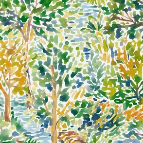 Fauvist Forest Biome Watercolor large scale white