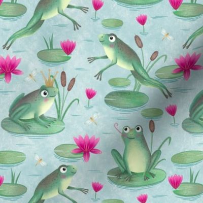 [regular] Lilypad Prince — Whimsical Frogs on the Pond in Light Blue