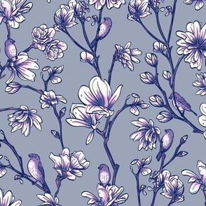 Birds and Magnolias In Lilac 