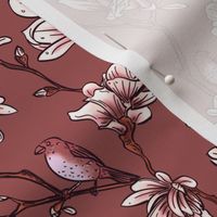 Birds and Magnolias in Red