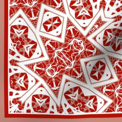 white-red ornament scarf patchwork bandana