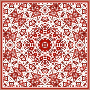 white-red ornament scarf patchwork bandana