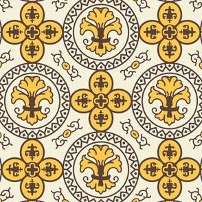 Old World Mediterranean Tiles Gold Brown