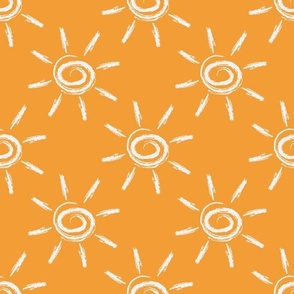Sunshine Doodle White on Orange - 12x12in