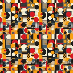Geometric Abstract Mosaic Pattern in Autumn Tones 