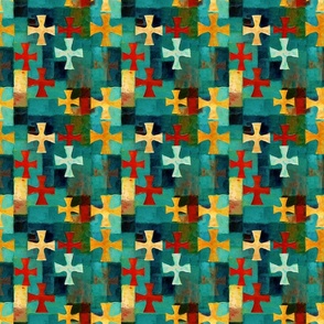 Abstract Christian Cross Watercolor Pattern 