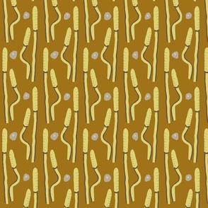 Mushroom Stripes on Mustard