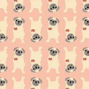 Cream Pug Hearts Multi Directional 