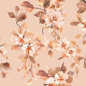 Romantic Serenade Floral Blooms - Peach Puree