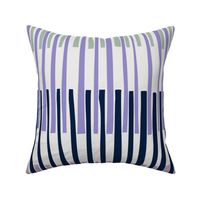 Block print geometrics stripes lilac blue - L